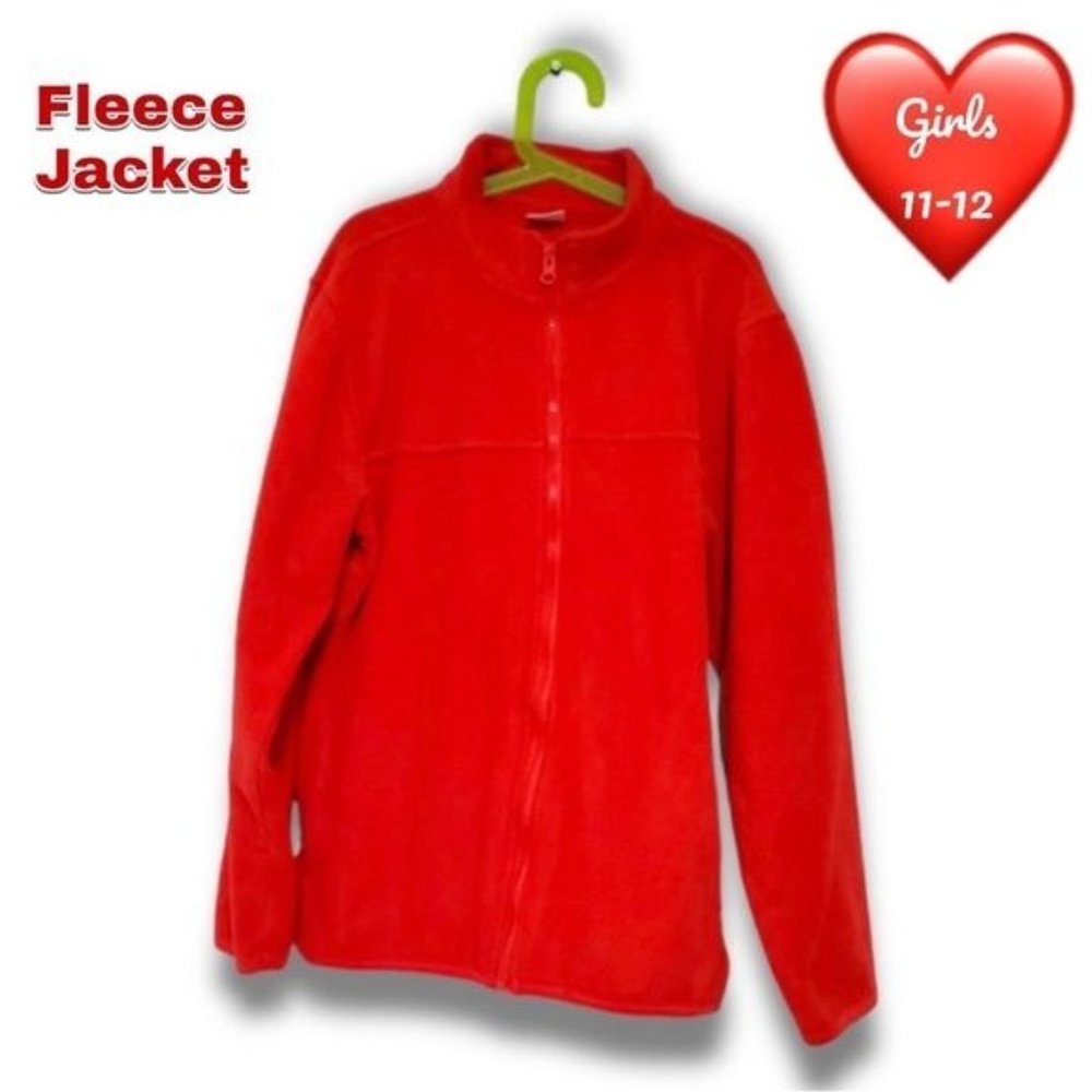Girls Fleece red zip up jacket 11-12!